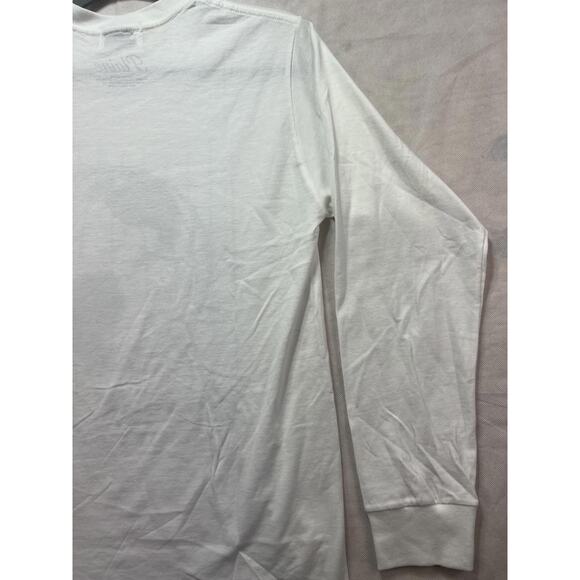 Melrose Place Shirt Men's Small White Long Sleeve Planet Earth Grid Graphic Tee - Picture 9 of 11